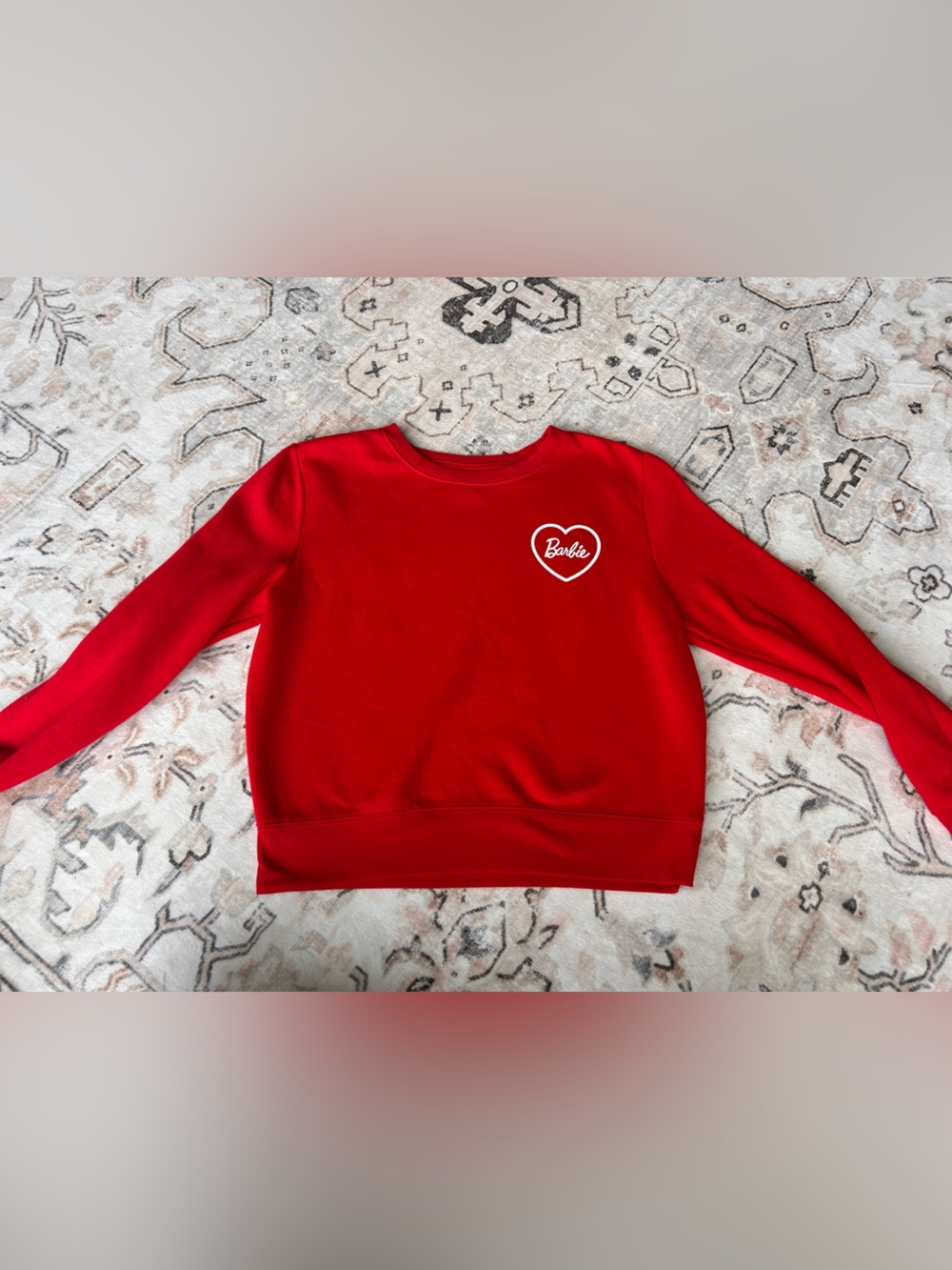 YOUTH - Barbie Red Crewneck Sweater with White Heart Logo